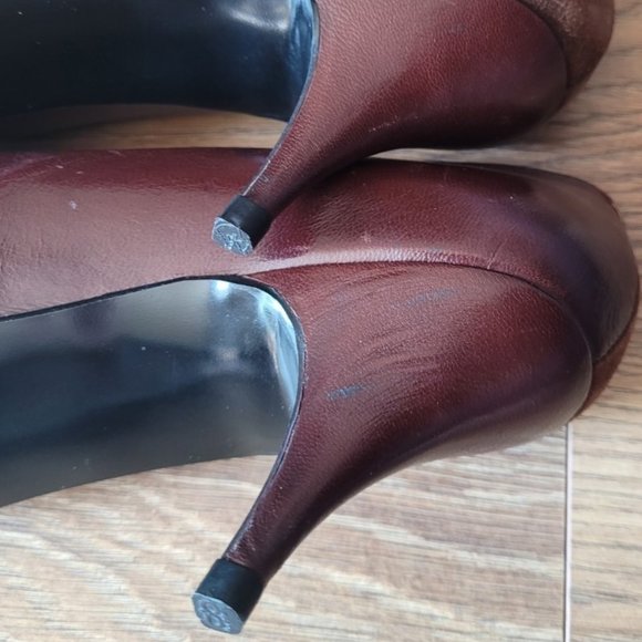 Made in Spain Vintage Nuova’moda brown leather & suede heels - Picture 7 of 9